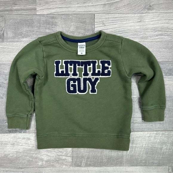 Carter's Toddler Boys Olive Green "Little Boy" Sweater 24M - Picture 1 of 3